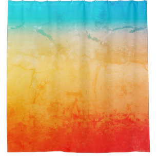 Gradient ombre coral blush beige blue soft blurred shower curtain