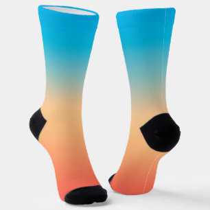 Gradient ombre coral blush beige blue soft blurred socks