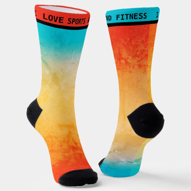 Gradient ombre coral blush beige blue soft blurred socks (Angled)