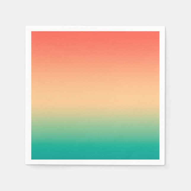 Gradient ombre coral blush beige green soft blurre napkin (Front)