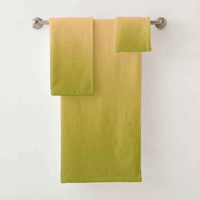 Gradient ombre coral blush beige lime soft blurred bath towel set (Insitu)