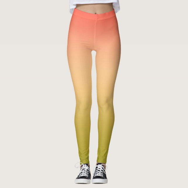 Gradient ombre coral blush beige lime soft blurred leggings (Front)