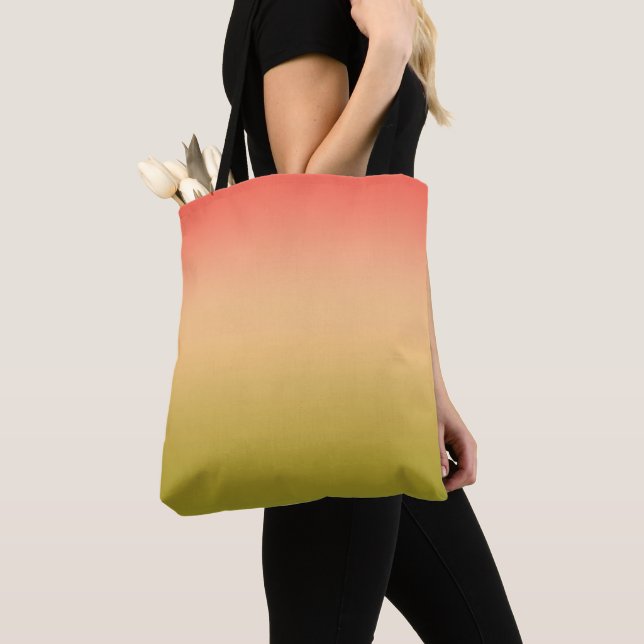 Gradient ombre coral blush beige lime soft blurred tote bag (Close Up)