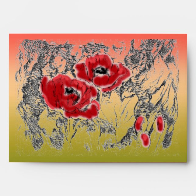 Gradient ombre coral lime soft blurred colours red envelope (Front)