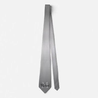 Gradient Ombre Grey With Name And Monogram Tie