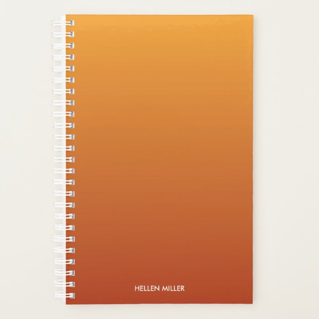 Gradient Ombre Orange Personalised Planner (Front)