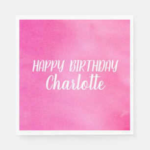 Gradient Ombre Pink Watercolor Personalised Name Napkin