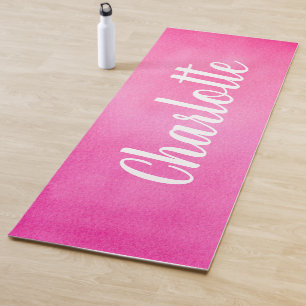 Gradient Ombre Pink Watercolor Personalised Name Yoga Mat