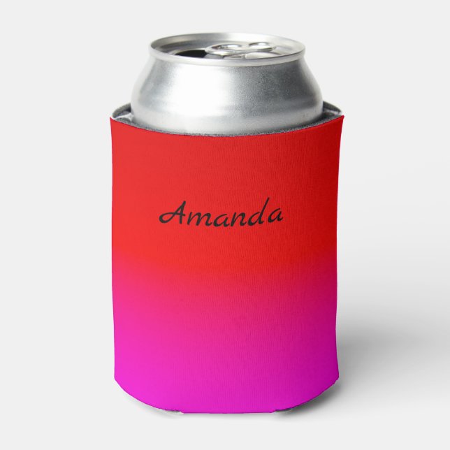 gradient ombre red pink , scarlet , red , pink  can cooler (Can Front)