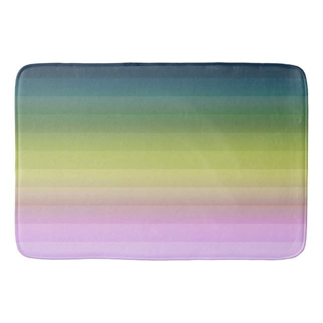 Gradient ombre stripe lined soft blurred green bei bath mat (Front)