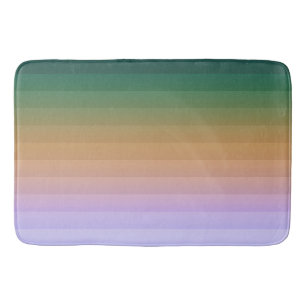 Gradient ombre stripe lined soft blurred green bei bath mat