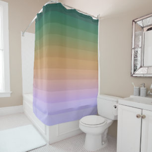 Gradient ombre stripe lined soft blurred green bei shower curtain