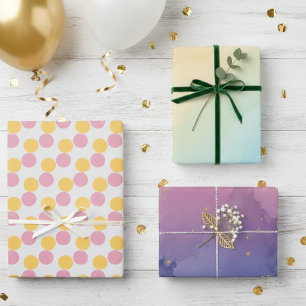 gradient party watercolor pink Aesthetic Birthday Wrapping Paper Sheet