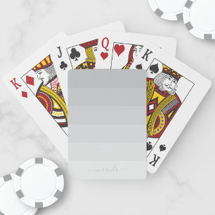 Gradient Pastel Grey Stripes with Custom Name Playing Cards