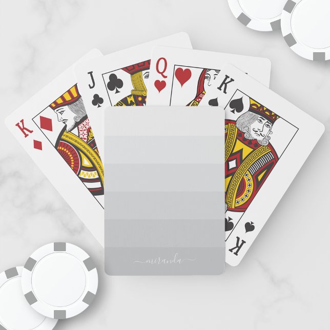 Gradient Pastel Grey Stripes with Custom Name Playing Cards (Creator Uploaded)