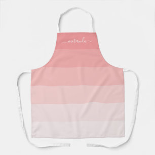 Gradient Pastel Pink Stripes with Custom Name Apron
