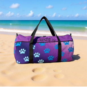 Gradient Paw Print Stylish Monogram Personalise Duffle Bag