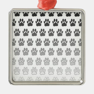 Gradient Paw Prints in Black & White & Grey Metal Tree Decoration