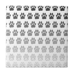 Gradient Paw Prints in Black & White & Grey Tile