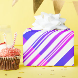 Gradient Pink and Blue Stripes on White Wrapping Paper