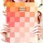 Gradient Pink Chequerboard Custom Name  Planner<br><div class="desc">This vibrant design features a soft gradient chequerboard pattern in warm pink and peach tones. The bold layout is complemented by a custom name in clean, modern typography, creating a stylish and personal touch. Perfect for students, professionals, or anyone who loves trendy and artistic designs. Ideal for organising daily tasks,...</div>