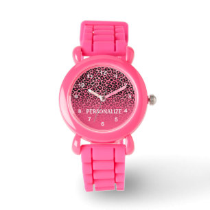 Gradient Pink Leopard Animal Print Watch