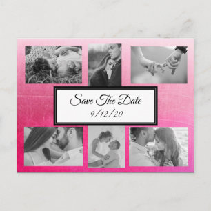 Gradient Pink Photo Save the Date Postcard
