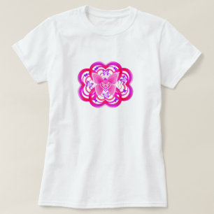 Gradient Pink&Purple Heart Shaped Abstract Pattern T-Shirt
