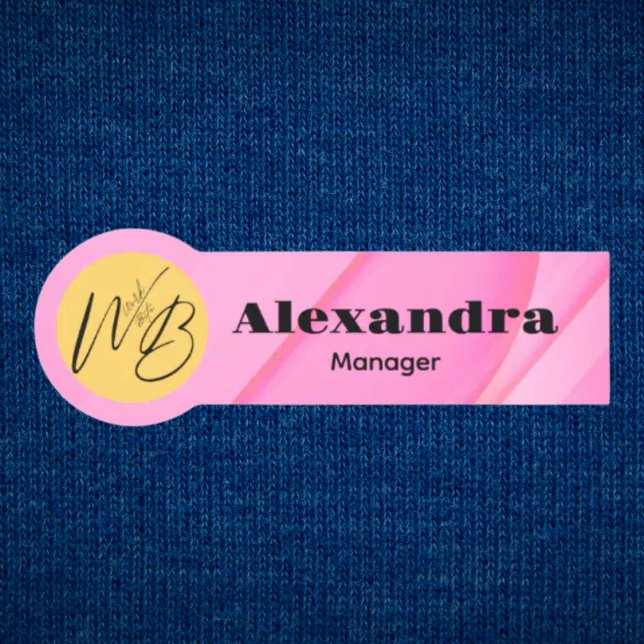 Gradient Pink Wave Modern Restaurant Employee Name Tag (Creator Uploaded)