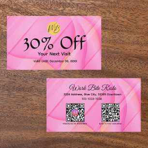 Gradient Pink Wave Restaurant Qr Code Menu and  Discount Card
