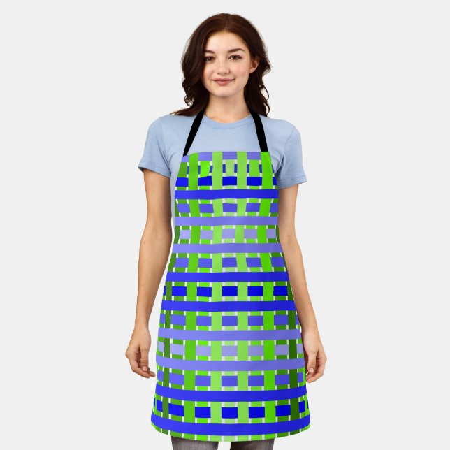 Gradient Plaid blue  Apron (Worn)