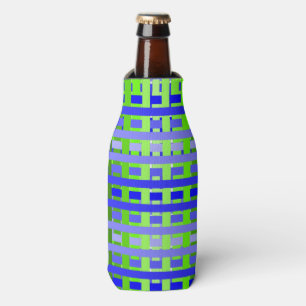 Gradient Plaid blue  Bottle Cooler