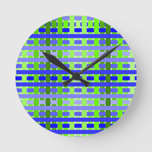 Gradient Plaid blue  Round Clock