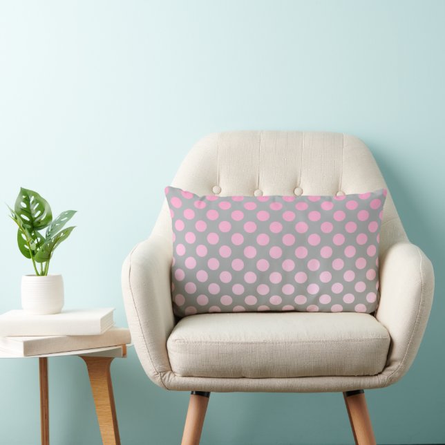 Gradient Polka Dot Pink on Grey Lumbar Cushion (Chair)