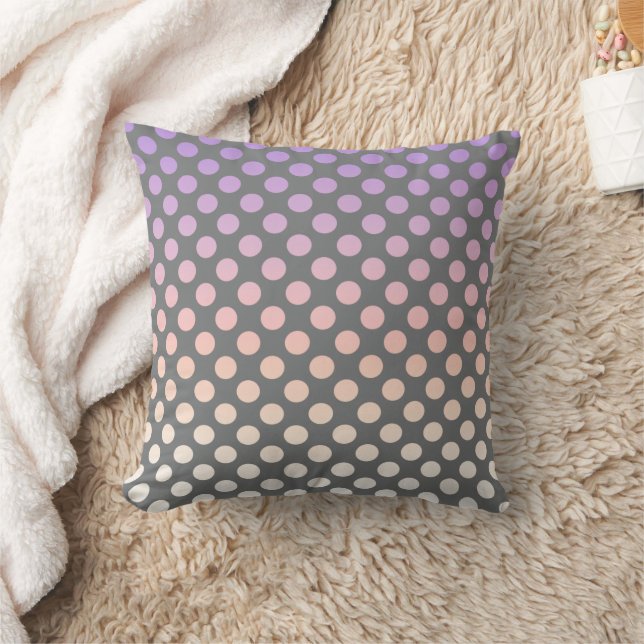Gradient Polka Dot Purple on Grey Cushion (Blanket)