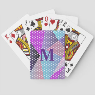 Gradient Purple Geometric Simple Hearts Pattern Playing Cards