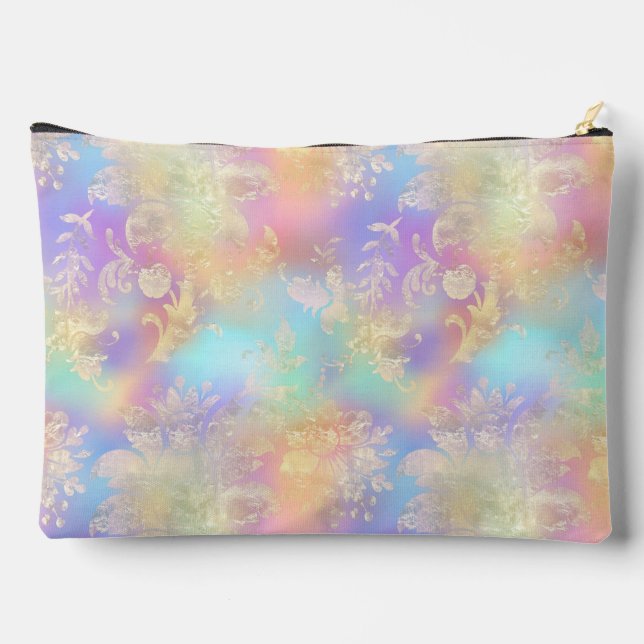 Gradient Rainbow Pattern and Gold Flourish Accessory Pouch (Back)