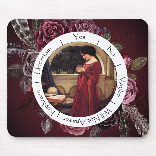 Gradient Red and Black Flowers Pendulum Board Mouse Pad (Front)