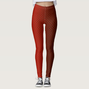 Gradient red grey polka dots print abstract femini leggings