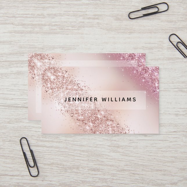 Gradient Rose Gold Glitter Modern Elegant Salon Business Card (Front/Back In Situ)
