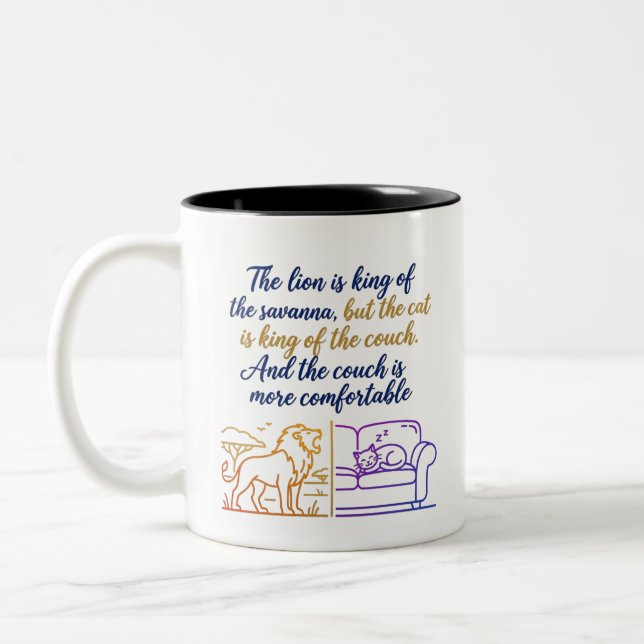  Gradient Savanna & Sofa Illustration | Humourous  Two-Tone Coffee Mug (Left)