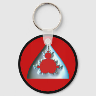 Gradient Silver Mandelbrot In Red Circle Key Ring
