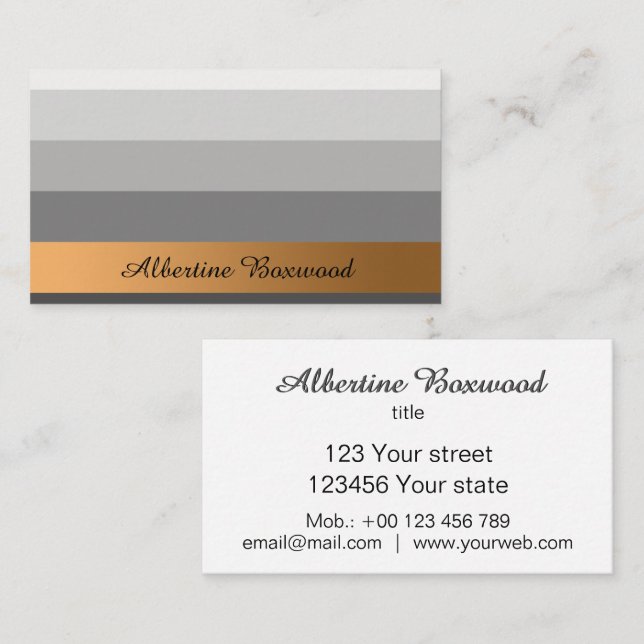 Gradient Silver with Golden Banner Custom Text Business Card (Front/Back)