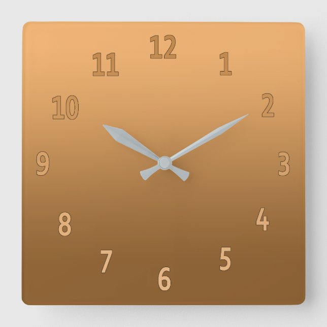 Gradient Simple Colorful Golden Square Wall Clock (Front)