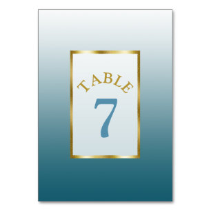 Gradient Slate Blue Wedding Table Number Card