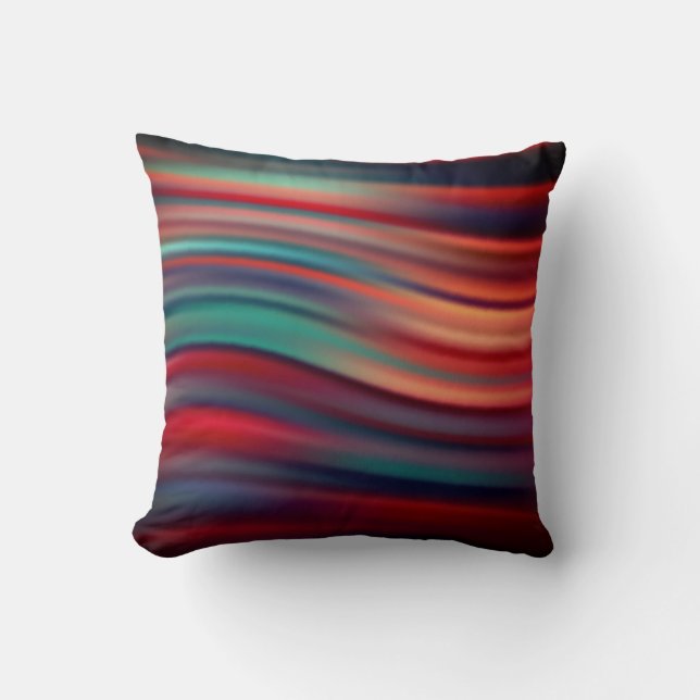Gradient soft colours red orange blue wave elegant cushion (Front)