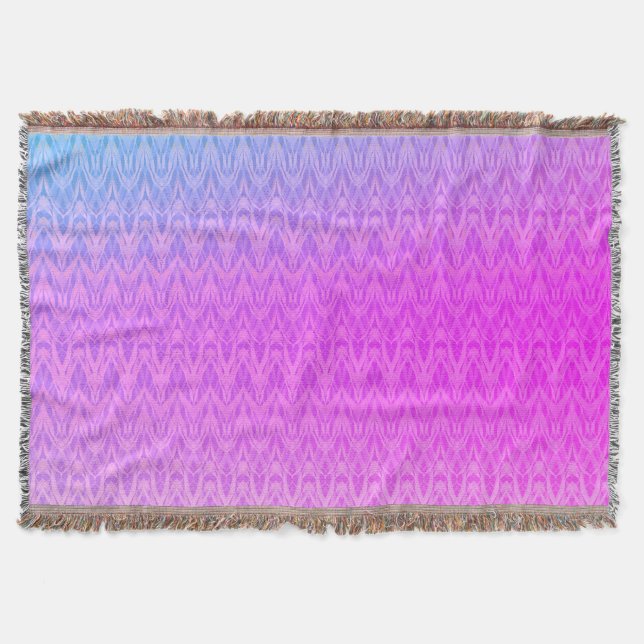 Gradient soft pastel colours ornamental pink green throw blanket (Front)