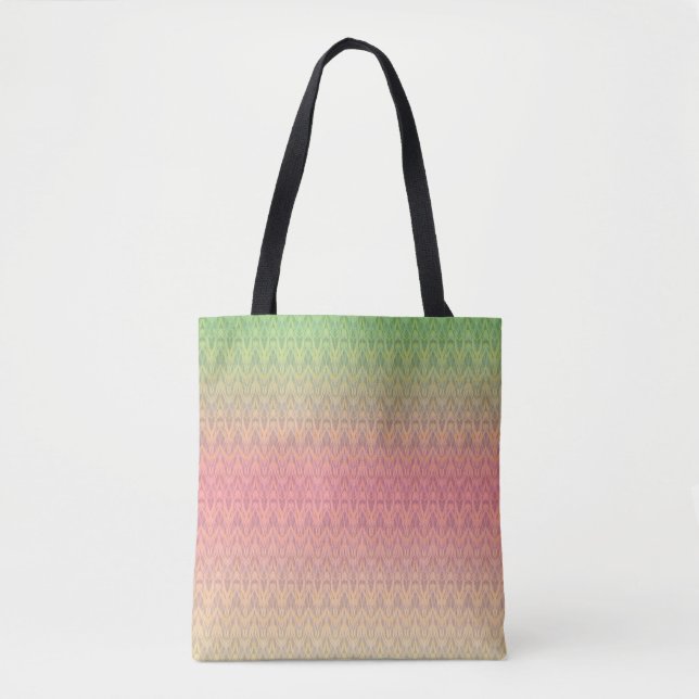 Gradient soft pastel colours ornamental pink green tote bag (Front)