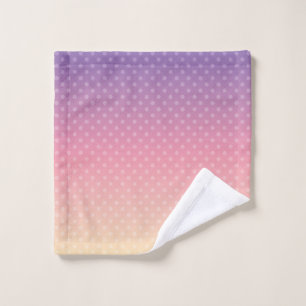 Gradient soft pastel colours polka dot pink violet bath towel set