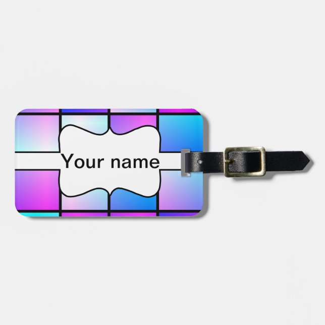 Gradient squares pattern luggage tag (Front Horizontal)